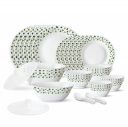Larah by Borosil Sage Silk Series Opalware Dinner Set of Plates, (White, 35 Pieces)...
