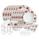 Larah by Borosil Silk Series Bali Opalware Dinner Set with Vision Glass | 35 pcs for Family of 6...