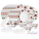 Larah by Borosil Silk Series Bali Opalware Dinner Set | 47 Pieces for Family of 8 | Microwave & Dishwasher Safe...