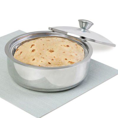 Borosil Stainless Steel Insulated Roti Server - 1.1L, Silver