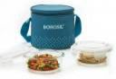 BOROSIL Teal Lunch Box with Bag, 2 Pc (400 ml x 2 Round)...