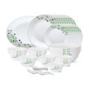 Larah by Borosil - Tiara Series, Foliage, 44 Pcs, Opalware Dinner Set, White...