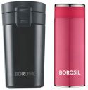 Borosil Vacuum Insulated Hydra Coffeemate Stainless Steel Travel Mug - Spill Proof - hot and Cold + Borosil Stainless Steel Hydra Travelsmart - Vacuum Insulated Flask Water Bottle, 200 ML, Pink...