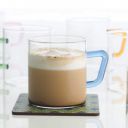 Borosil Vision Tea N Coffee Glass Mug Set of 6 - Microwave Safe Blue Handle 190 ml...