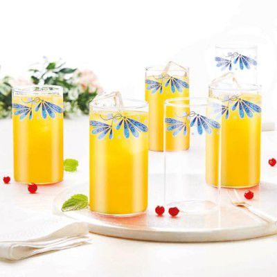 Borosil Vision Twilight 295 ml Set of 6 pcs Transparent Drinking Glass |Borosilicate Glass Tumblers for Water, Cold Drinks, Juice| Flame Proof, Microwave & Dishwasher Safe | for Daily use & Gifting