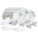 Larah by Borosil Viva Fluted Series Opalware Dinner Set | 31 Pieces for Family of 6...