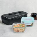 La Opala Cook Serve Store 100% Borosilicate Glass Horizontal Lunch Box with Bag | Set of 2...