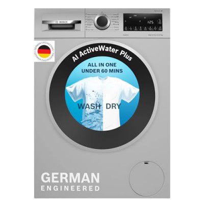 [Extra ₹10000 OFF] Bosch 10.5/6 KG Inverter Front Load Washer Dryer with LED TOUCH DISPLAY (WNA264U9IN,Silver)