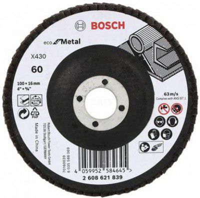 BOSCH 2608621839 BOSCH FLAP DISC 60 GRIT PACK OF 10 Metal Polisher  (4 inch)