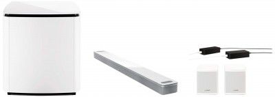 Bose Smart Soundbar Ultra White, Bundle Bass Module 700 White Surround Speakers
