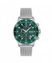 BOSS Admiral Qtz Fashion Chrono Green Round Dial Men's Watch|Stainless Steel Material|Silver Color Band - 1513905...