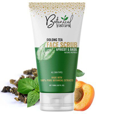 BotanicalNatura Oolong Tea Face Scrub with Apricot and Basil | Nature Inspired | No Parabens, No Sulphates | All Skin Types - 150ML