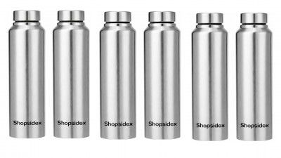 Stainless Steel Water Bottle, 1000 ml, Silver, Leak-Proof, Modern Design Stainless Steel Water Bottle,school/college/office/home/kitchen/gym/travelling (Pack 6)