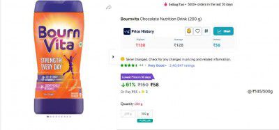 Flipkart Minute Loot : Bournvita Chocolate Nutrition Drink (200 g)
