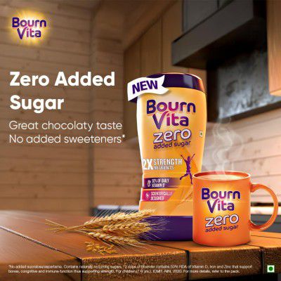 Bournvita Zero Added Sugar Nutrition Drink, 500g Jar 