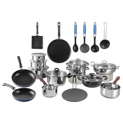 Vinod Kitchen in The Box 25-Piece Stainless Steel Cookware Combo Set