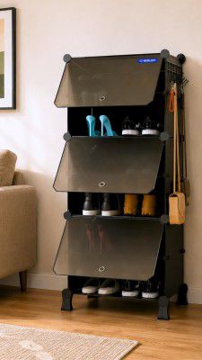 BOXJOY 6 Shelf Black Shoe Rack 