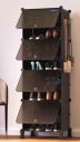 BOXJOY 8 Shelf Shoe Rack with 4 Black Doors, 5 Hook Steel Holder & Wooden Hammer for Home Storage PP Plastic Organizer with Metal Door Frame to Cover Chappal Slipper Sandals Shoes Box Stand (Black)...
