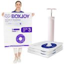 BOXJOY Pack of 3 Jumbo (80x100cm) Transparent Vacuum Storage Bags for Packing Clothes Blanket Pillows Cloth Space Saver Suction Vaccine Air Compression Bag with Travel Vaccum Hand Pump...