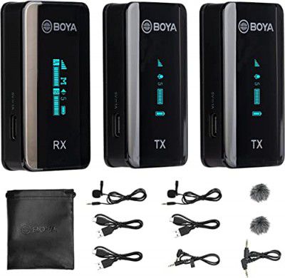 BOYA BY-XM6 S2 2.4GHz Dual Wireless Lavalier Microphone System for YouTube,Tiktok,Vlogging,Interview Live Stream Compatible with iPhone, Android, DSLR Cameras, Camcorders,
