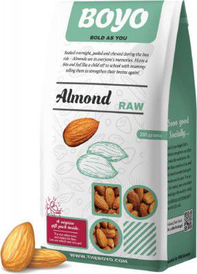 BOYO 100% Natural Californian Almonds 250 gm Badam, Vegan & Gluten Free, Crunchy Almonds  (250 g)