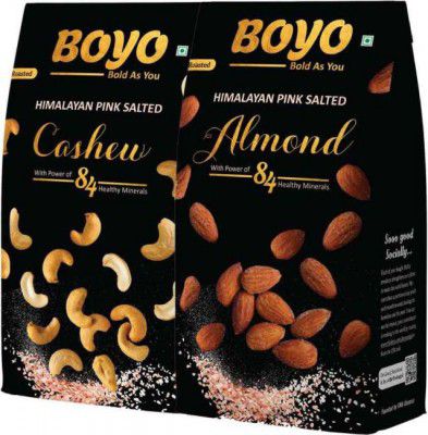 BOYO Premium Nuts Combo – Roasted and Salted Cashew Nuts & Californian Almonds Almonds, Cashews  (2 x 200 g)