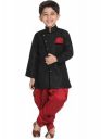Boys Black Cotton Blend Sherwani Style Kurta Set (VASBSW120)...