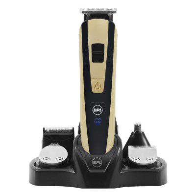 BPL Men's 10-in-1 Grooming Kit with Digital Battery Indicator, 70mins Cordless Usage, Fast Charging, 5-Heads & 5-Comb Length Adjustment, Detachable Heads for easy cleaning, 2 Years Warranty, Black