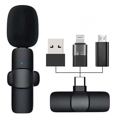 BQYA 2.4 ghz Wireless Microphone Noise cancallation 50 Meter Range Plug & Play Rechargeable Microphone Lapel Mic System for Andriod/Type-c/iPhone & All USB Devices (1 Year Warranty)