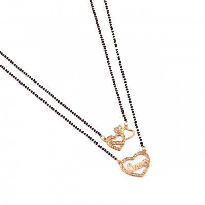 Brado Jewellery Gold plated American Diamond Love Heart Mangalsutra for Women