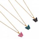 Brado Jewellery Gold Plated Combo Of 3 Butterfly Pink Green Black Pendant Chain necklace For Women and Girls...