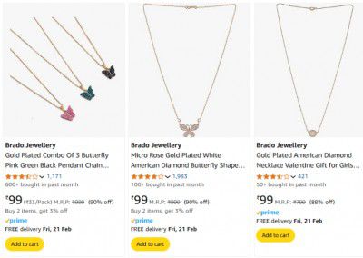 Brado Women Jewellery Upto 90% Off | Starts At ₹89