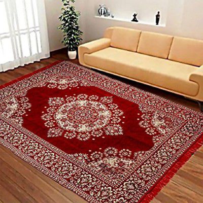 Braids Zesture Premium Home Jacquard Weaved Pollycotton Persian Design Bedroom/Living Room Rugs and Carpets (Maroon)