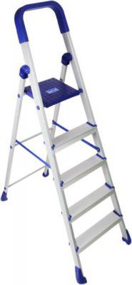 Branco 5 Step With Heavy Platform Aluminium Finish Ladder - Home Pro 5 Steps (5 Years Warranty) Aluminium, Steel, Plastic Ladder  (With Platform, Tool Tray)