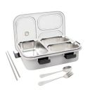 Brand Conquer Lunch Box 3 Compartment Leak-Proof BPA Free Stainless Steel for School,  (Grey, 3 Compartment)...