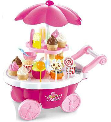 brand conquer luxury battery operated ice cream trolley pretend roll toy set (Pack of 39 pcs)