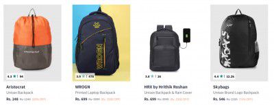 Myntra : Branded Backpack Upto 86% Off | Start @ ₹135