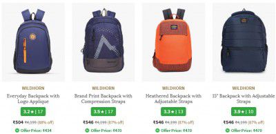 Ajio : Branded Backpacks upto 85% off | Starts At ₹99