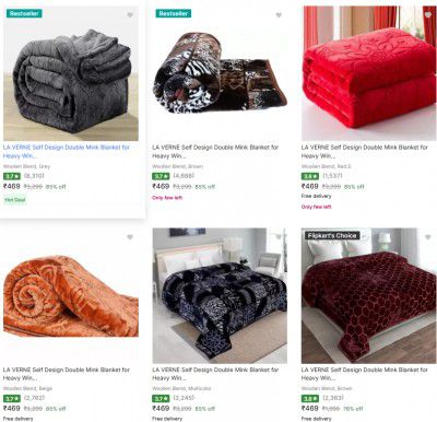 Flipkart: Blankets upto 89% off starting From Rs.262 @ flipkart