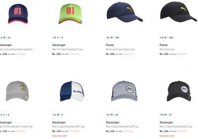 Myntra : Branded Caps Puma, Slazenger, Wrogn Starts ₹206
