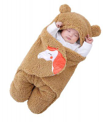 BRANDONN Baby Blankets New Born Pack of Hooded Bag for Babies (70 cm x 76 cm, 0-6 Months)