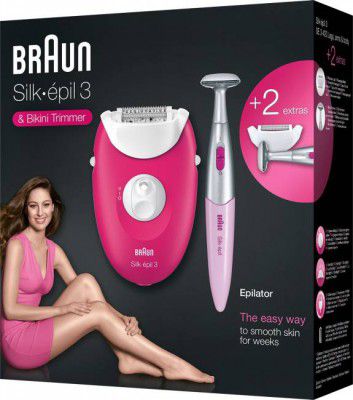 Braun Silk-epil 3 3-420 Epilator Raspberry Pink with 2 Extras Corded Epilator