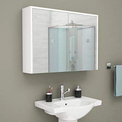 Bravo Home Bade Cabinet with Mirror (White)