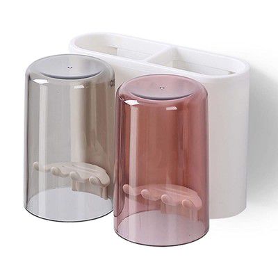 Brayden Minio E1924 Self Adhesive Wall Mounted Multi-Function Toothbrush Holder for Bathroom with 2 Cups
