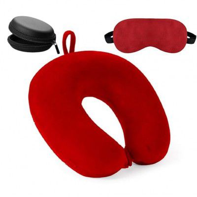 BREDA Travel Neck Pillow and Eye Mask and Earphone Case Travel Essential Pain Relief & Support for Car Air Cushions Pillows, Pillow for Neck Pain Relief
