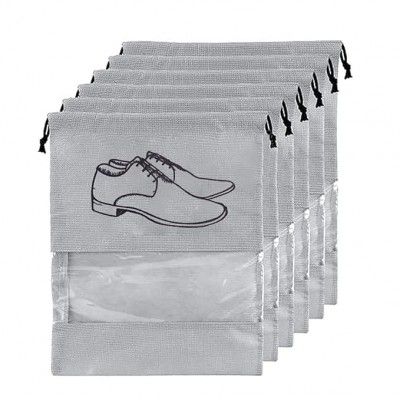 Breedlove Travel Shoe Pouch Set - Pack of 6, Grey Transparent Non-Woven Fabric Shoe Covers - Keep Your Shoes Protected While Traveling