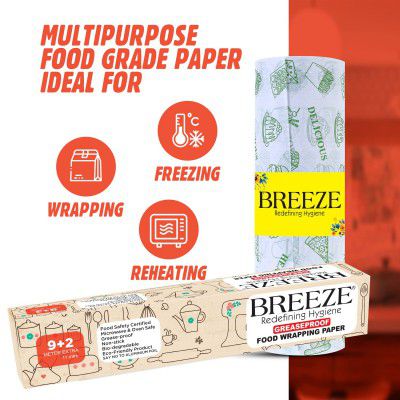 BREEZE ?BRE015 11 Meters Food Wrapping Paper Multipurpose Greaseproof Microwave, Oven Safe & Food Grade Butter Papers