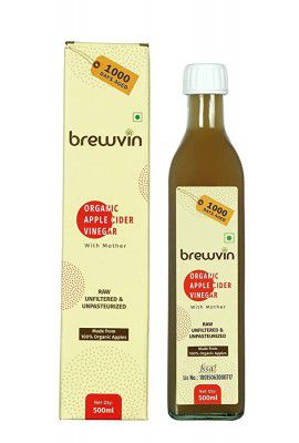 Brewvin Organic Apple Cider Vinegar with Mother - 1000+ Days Aged, 500ml