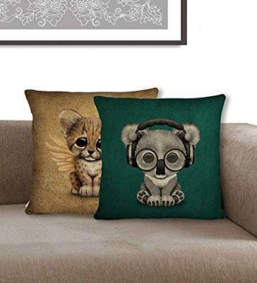 BRICK HOME Digital Printed Jute Cushion Cover for Home Décor Set of 2 (12 x 12 Inches) 3