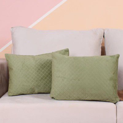 BRICK HOME Single Side Quilted Velvet Cushion Cover Set of 2 (12 x 18")